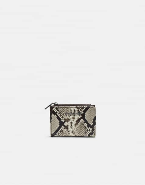 Stradivarius Snakeskin print card holder purse in stone - view 1