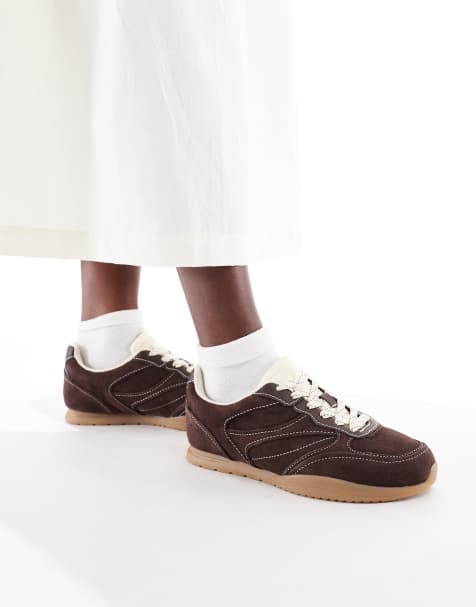 Stradivarius – Sneaker aus Wildleder in Dunkelbraun - view 1