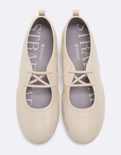 Stradivarius Sneaker-Ballerinas mit Gummizug in Ecru, 3 von 7