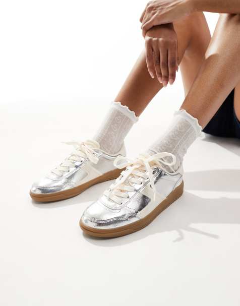 Stradivarius - Sneakers argento con suola in gomma - view 1