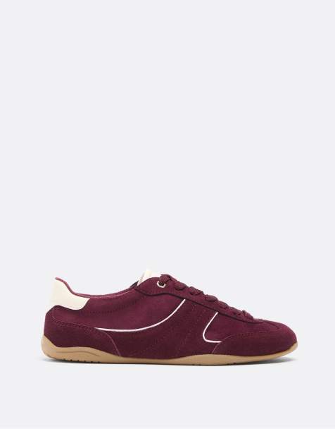 Stradivarius - Sneakers bordeaux con suola piatta e dettagli in pelle - view 1