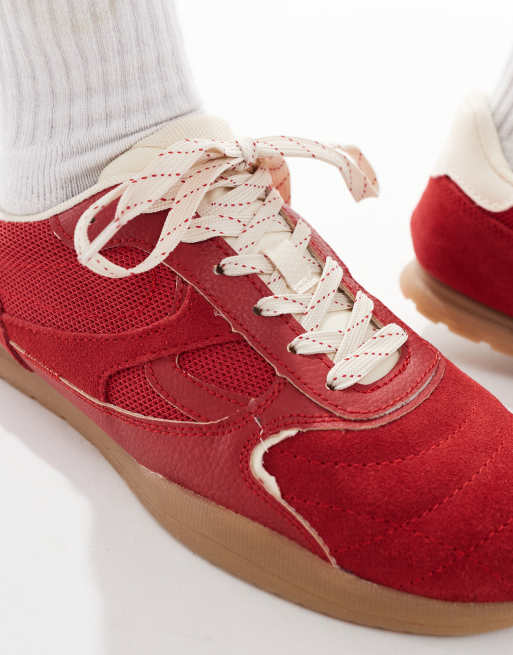 Stradivarius - Sneakers da corsa rosse in pelle scamosciata , 3 di 5