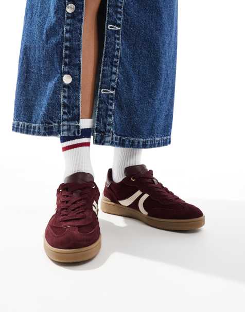 Stradivarius - Sneakers in pelle bordeaux con suola in gomma - view 1