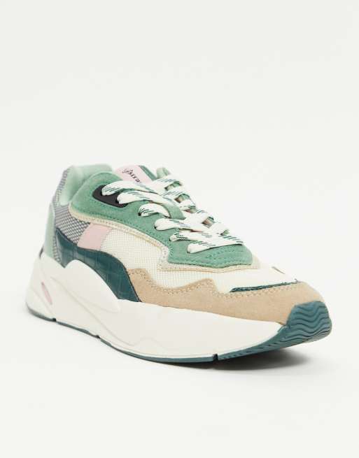 Stradivarius Sneakers met inzetstukken in groen ASOS