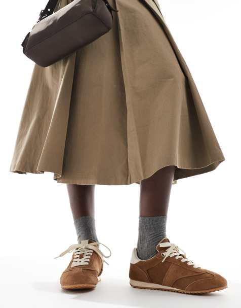 Stradivarius - Sneakers stile running in pelle marrone morbida - view 1