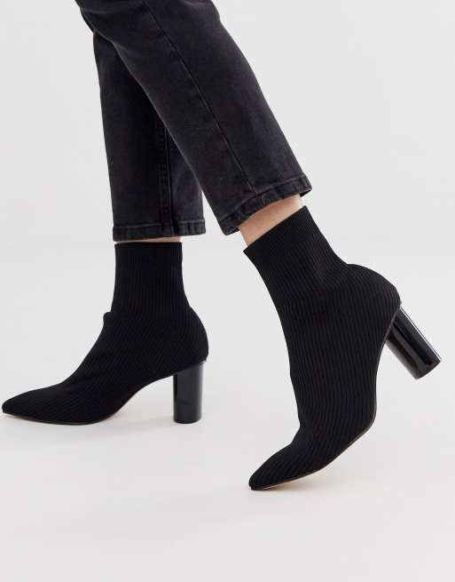 Stradivarius sock boot with contrast heel in black | ASOS