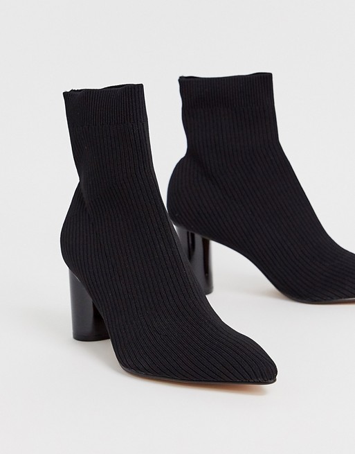 Stradivarius sock boot with contrast heel in black