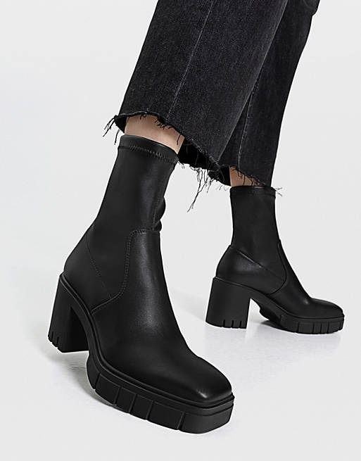 Shoes Boots/Stradivarius sock boot with track sole in black 