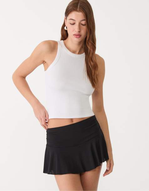 Stradivarius - Soepelvallende aangerimpelde skort in zwart - view 1