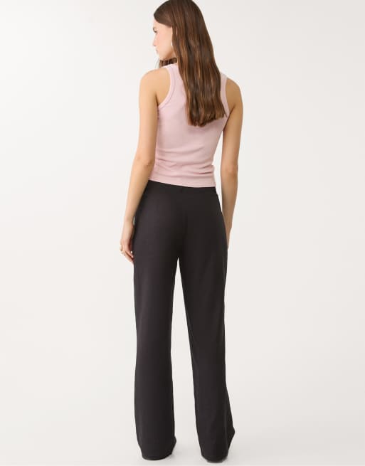 Stradivarius - Soepelvallende broek van linnenmix met rechte pijpen in zwart, 2 van 4