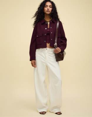 Stradivarius Soft Short Jacket In Red