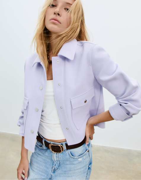 Stradivarius Soft short jacket in mauve - view 1