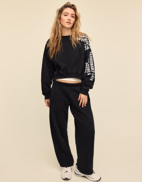 Stradivarius Soft touch acid wash sweatshirt in dark grey
