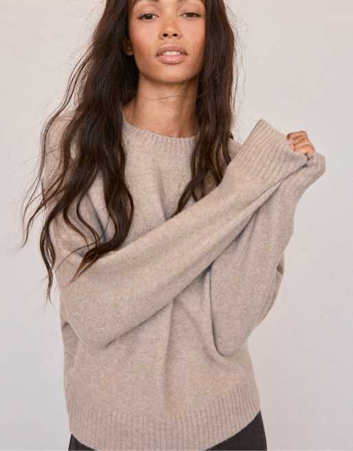 Stradivarius Soft-touch basic knit jumper in beige, 5 of 7
