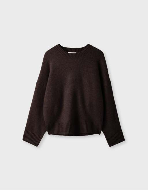 Stradivarius Soft-touch basic knit jumper in brown, 6 of 7