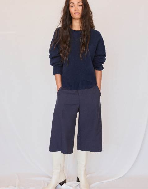 Stradivarius Soft-touch basic knit jumper in navy blue - view 1