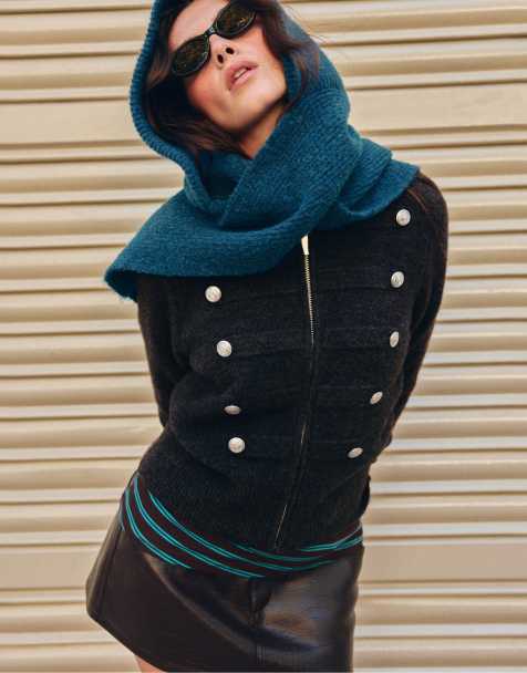 Stradivarius Soft touch button knit cardigan in dark grey - view 1