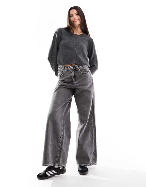 Stradivarius soft touch cardigan in dark grey ASOS