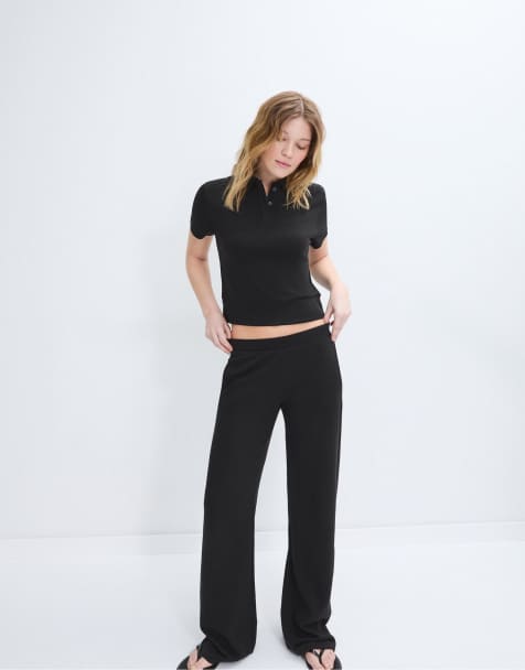 Stradivarius soft touch co-ord in black - view 1