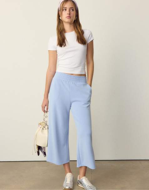 Stradivarius Soft-touch culottes in sky blue - view 1