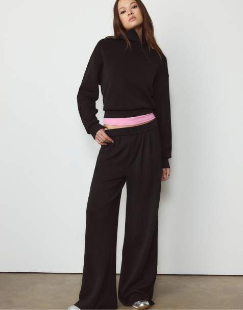 Stradivarius Soft-touch darted trousers in black - view 1