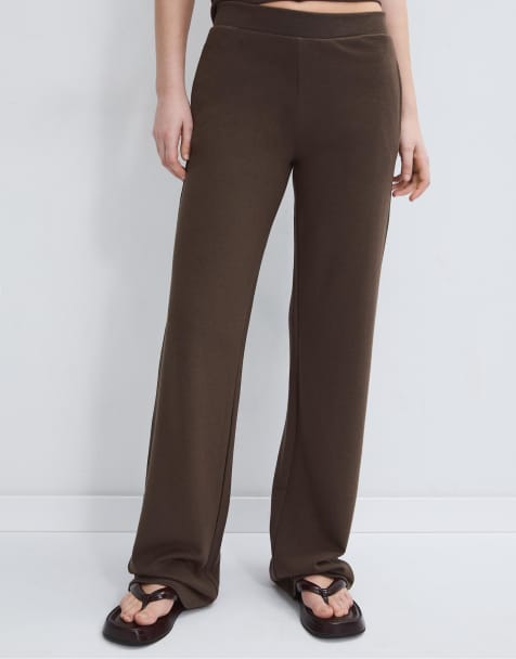 Stradivarius Soft-touch formal joggers in brown - view 1