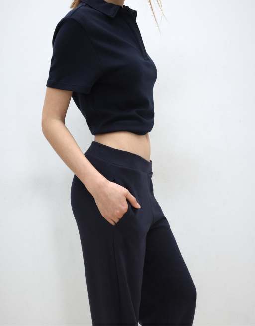 Stradivarius Soft-touch formal joggers in dark blue, 3 of 4