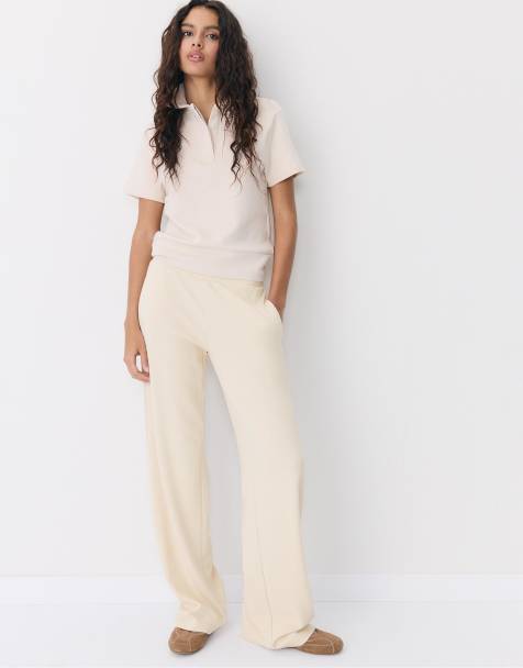 Stradivarius Soft-touch formal joggers in stone - view 1