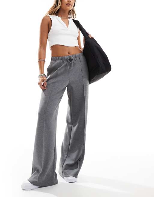 Stradivarius soft touch front seam sweatpants in dark gray