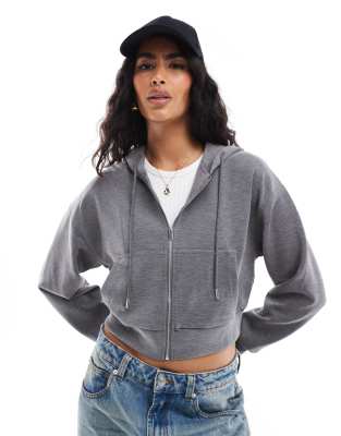 Толстовка с капюшоном Stradivarius soft touch серого цвета 3890₽