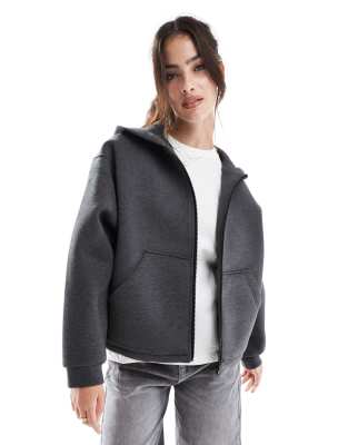 STRADIVARIUS SOFT TOUCH HOODIE IN GRAY