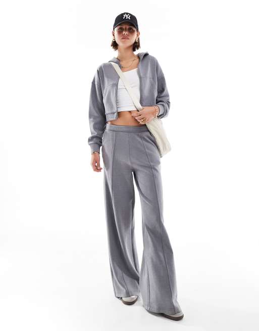 Stradivarius soft touch hoodie & sweatpants set in dark gray