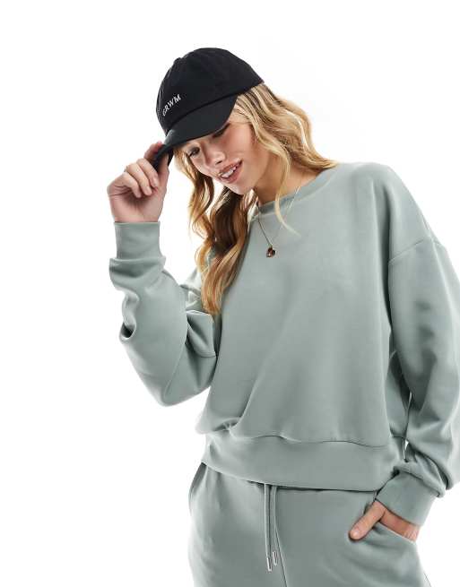 Stradivarius soft touch jumper in green (part of a set) 