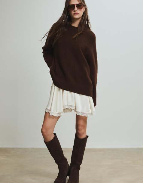 Stradivarius Soft-touch knit sweater in brown - view 1