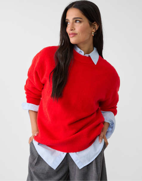 Stradivarius Soft-touch knit sweater in red