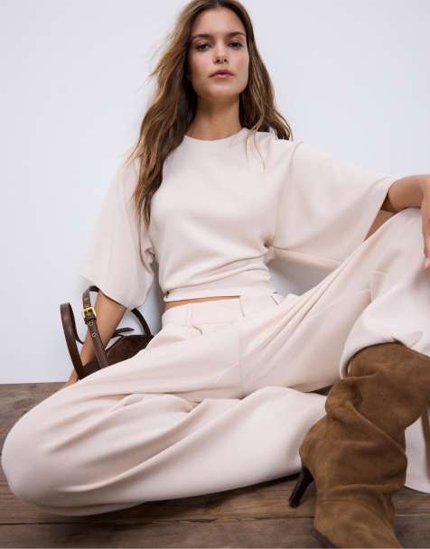 Stradivarius soft touch long sleeve co-ord in stone - view 1