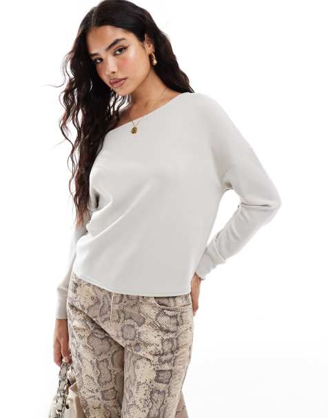 Stradivarius soft touch off-shoulder sweatshirt in gray - view 1