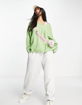 Stradivarius soft touch oversized jumper in sage