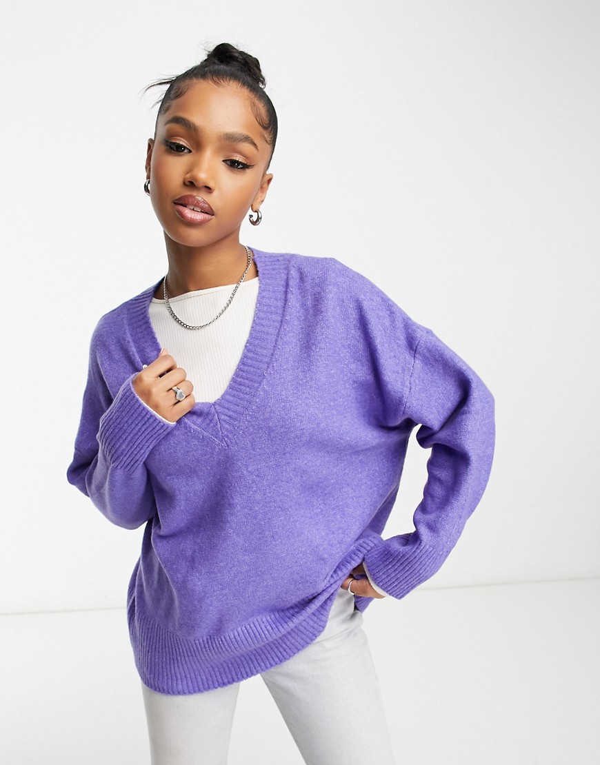 Stradivarius soft touch oversized sweater in lilac-Purple