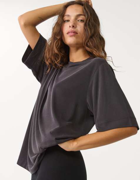Stradivarius soft touch oversized t-shirt in black
