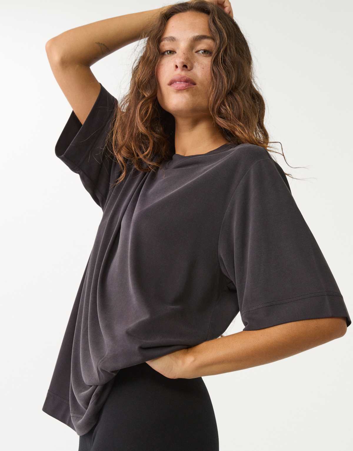Stradivarius soft touch oversized turtleneck in black