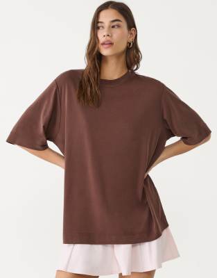 Stradivarius soft touch oversized turtleneck in brown - view 1