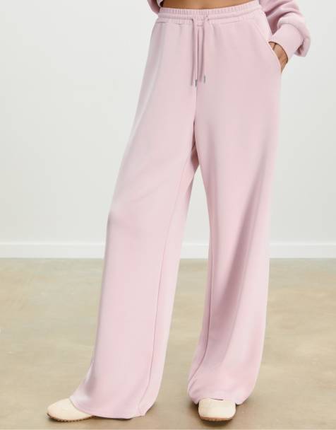 Stradivarius Soft-touch palazzo trousers in bubblegum pink