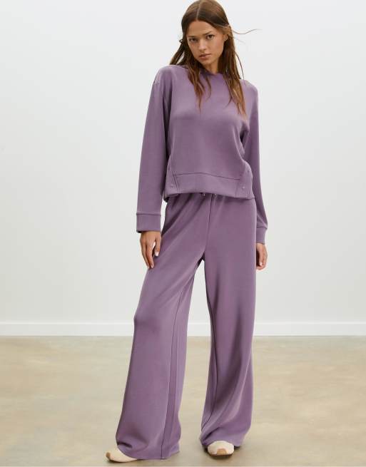 Stradivarius Soft-touch palazzo trousers in purple