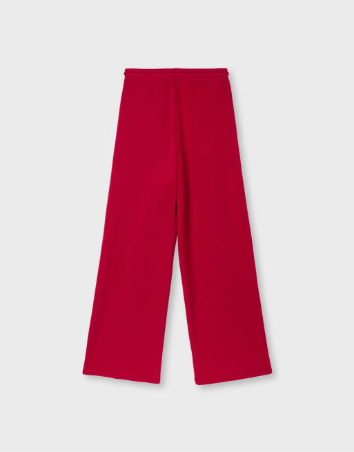 Stradivarius Soft-touch palazzo trousers in red, 7 of 7