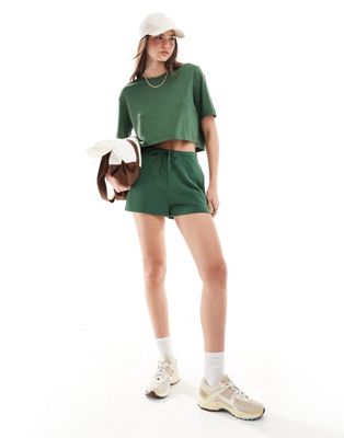Stradivarius Soft Touch Shorts In Forest Green - Part Of A Set
