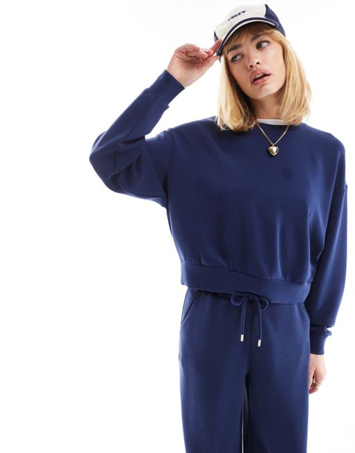 New Women Navy Hoodie Set Pullover Sweater Hoody& Joggers Pants