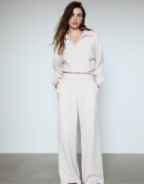 Stradivarius Soft touch sweatshirt in stone - view 1