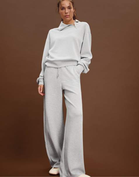 Stradivarius Soft-touch sweatshirt with side zip in grey melange - view 1