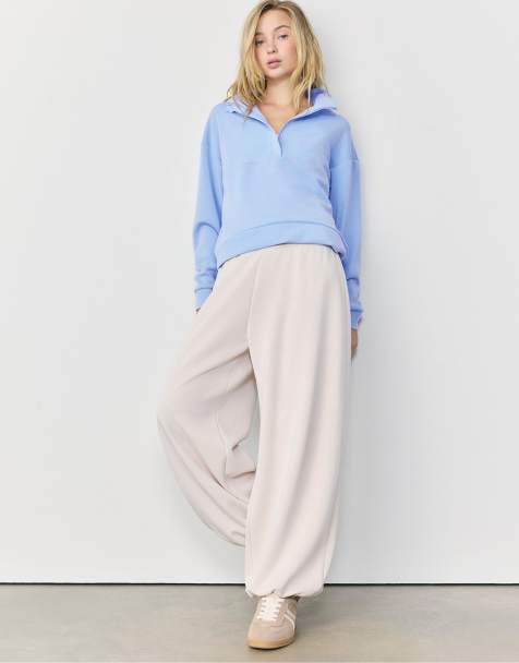 Stradivarius Soft-touch sweatshirt with zip in sky blue - view 1